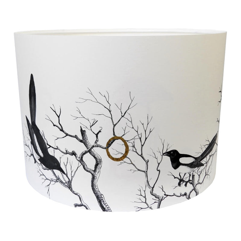 Magpies Lampshade With White Lining