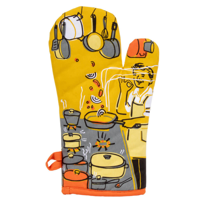 Man With A Pan Oven Glove