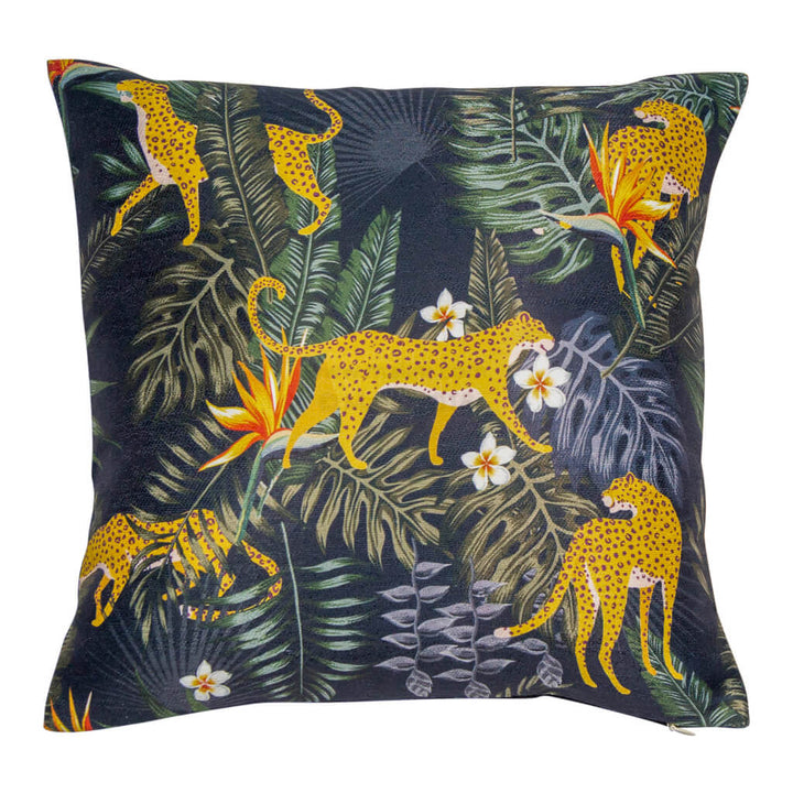 Midnight Jungle Leopard Cushion