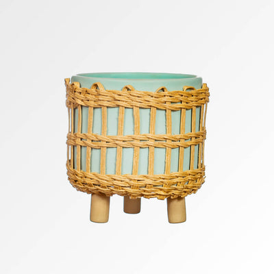 Mint Green Woven Planter