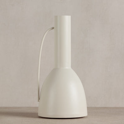 Off-White Metal Vase with Handle