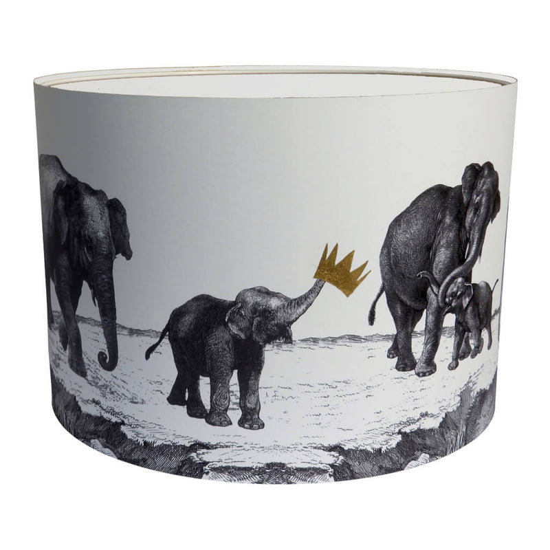 Parade of Elephants Lampshade With White Lining