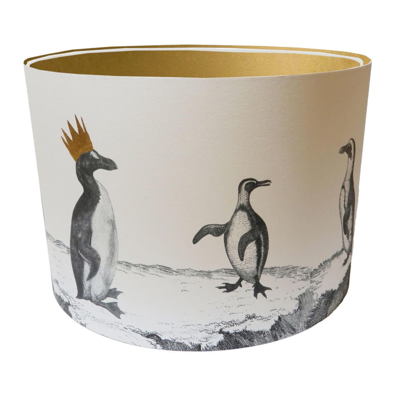 Penguins Lampshade With Gold Lining