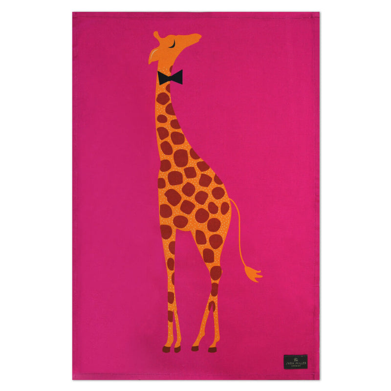 Pink Giraffe Tea Towel