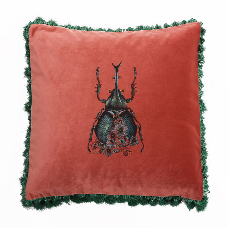 Pink Velvet Beetle Cushion