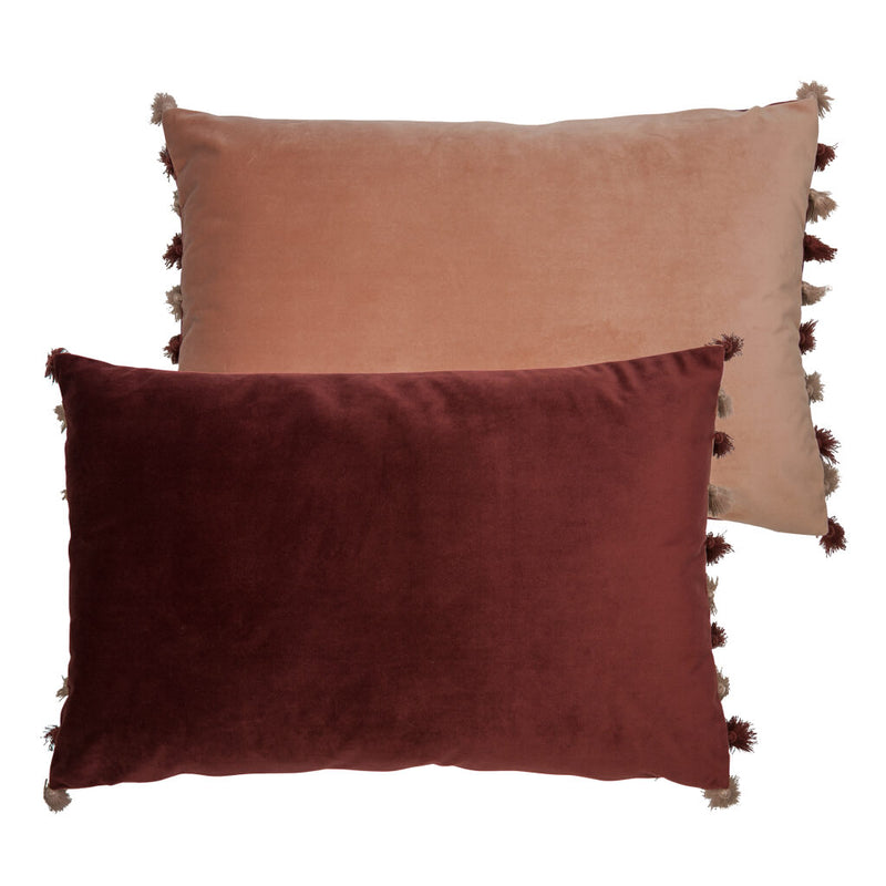 Plum Red and Pink Rectangle Velvet Cushion