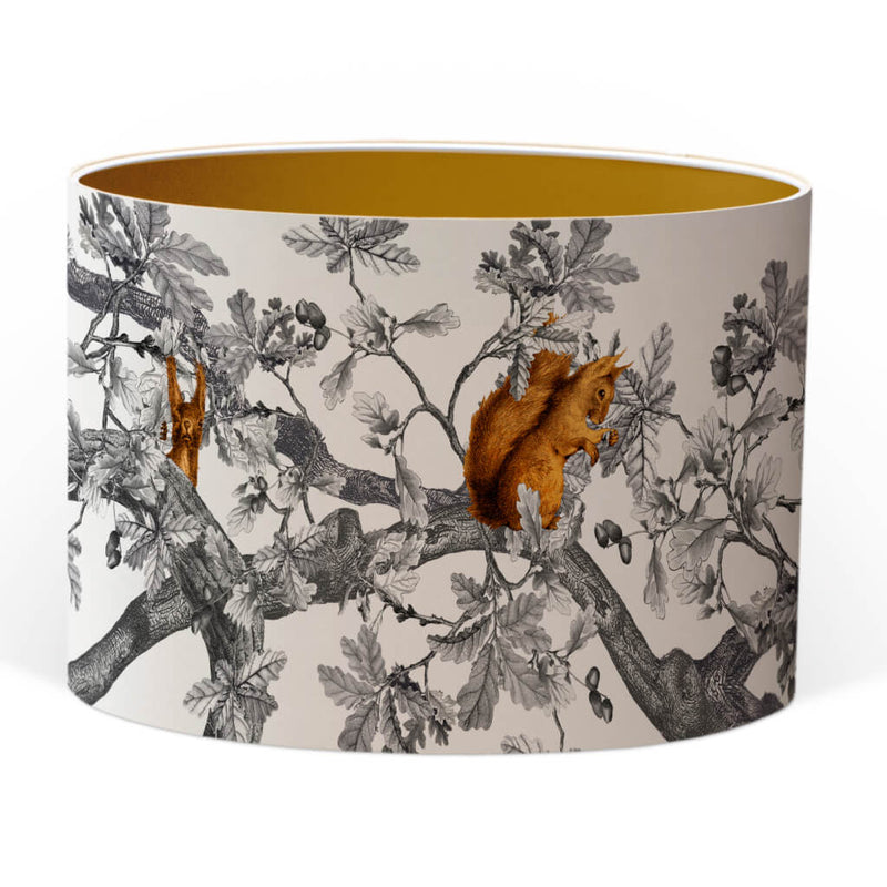 Red Squirrels Lampshade With Gold Lining