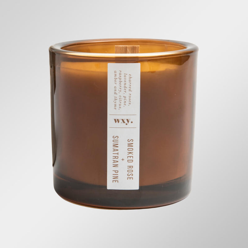 Rose and Pine Amber Glass Candle
