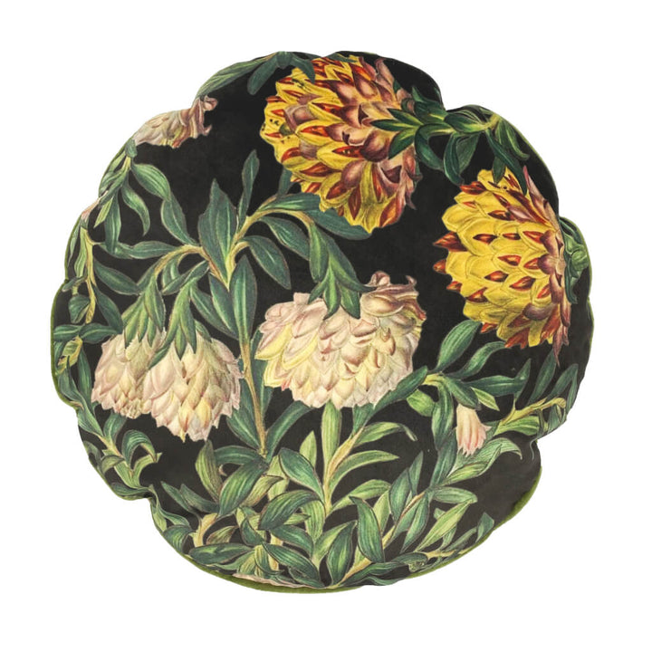 Round Floral Velvet Cushion