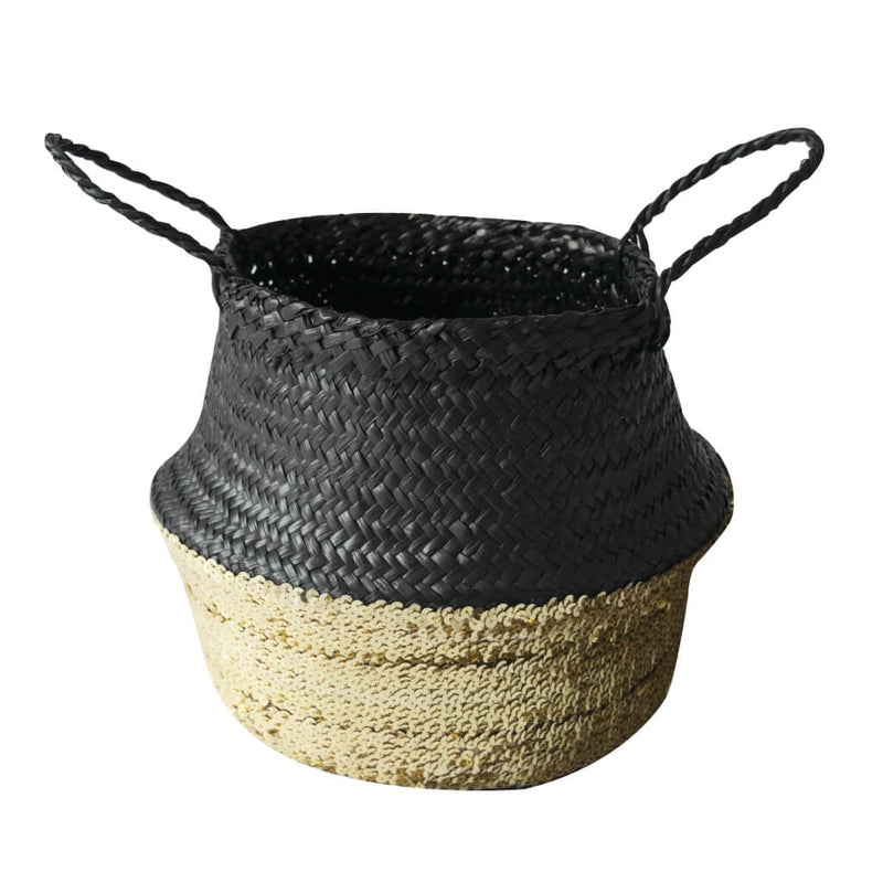 Sequin Basket In Black and Gold