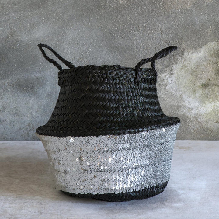 Silver Sequin Basket