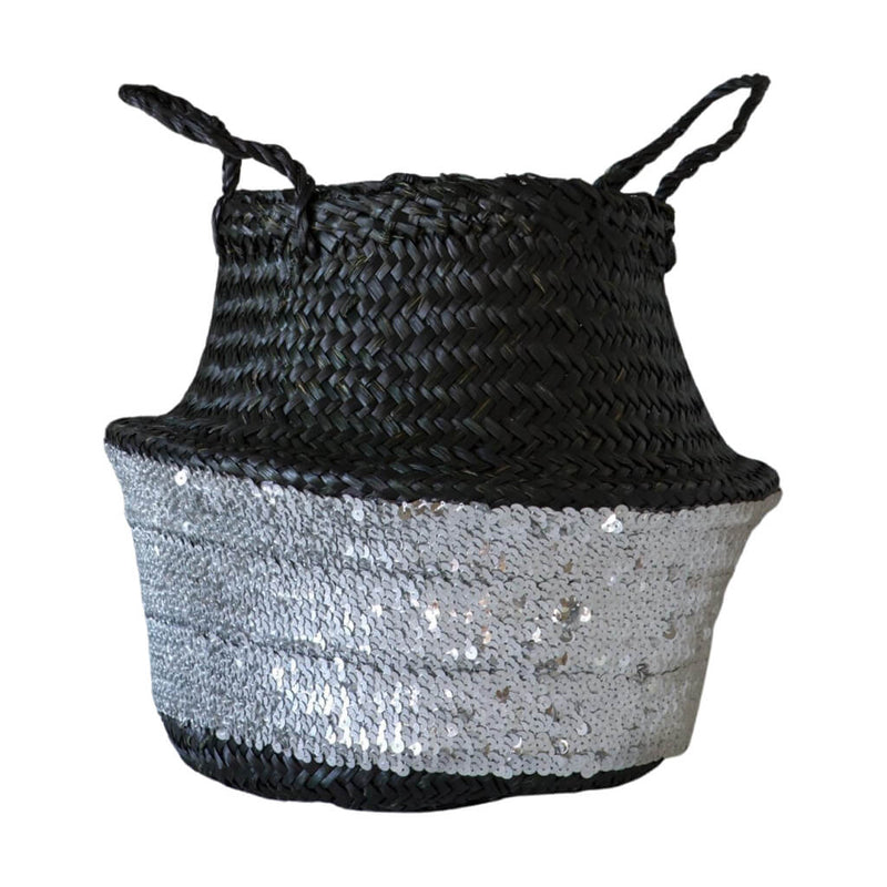 Silver and Black Sequin Basket