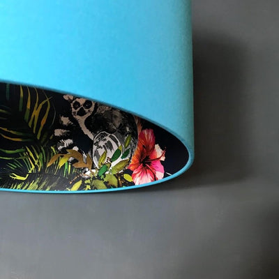 Sky Blue Lampshade With Lemurs Lining