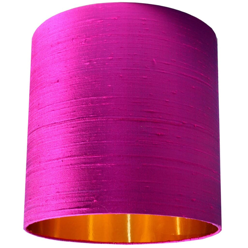 Tall Pink Silk Lampshade with Gold Lining