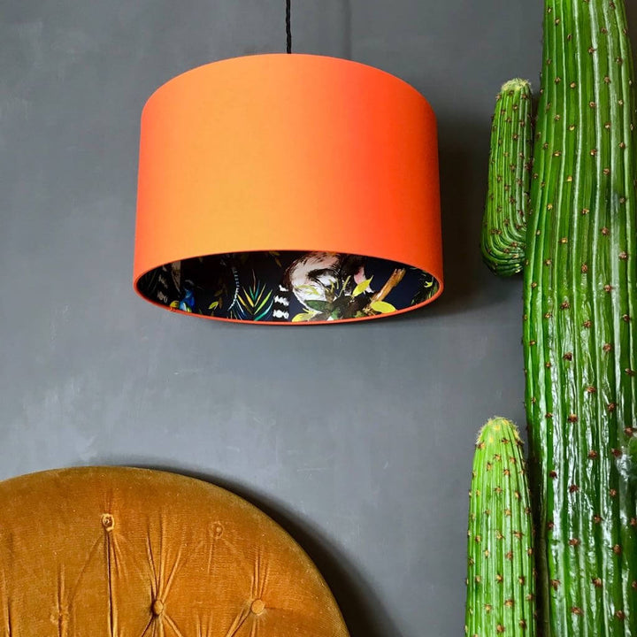 Tangerine Lampshade With Lemurs Lining