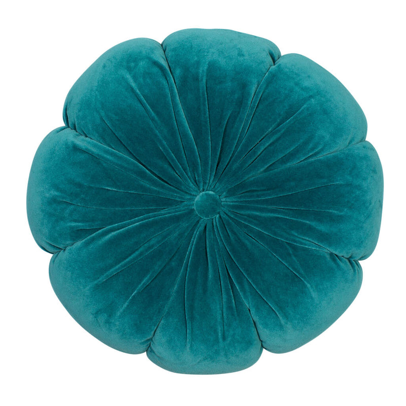 Teal Round Velvet Cushion