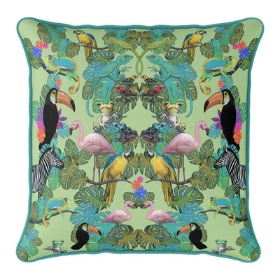 Tropical Jungle Animals Velvet Cushion