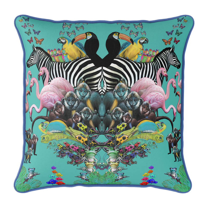 Turquoise Animals Jungle Cushion