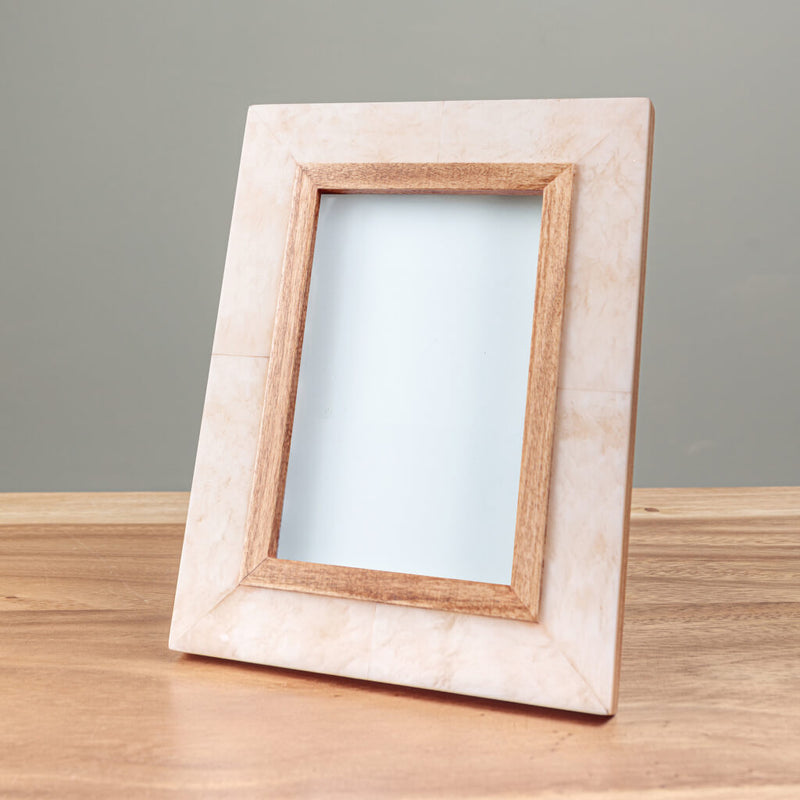 White Artisan and Wood Picture Frame