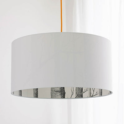 White Lamp Shade with Woodland Lining