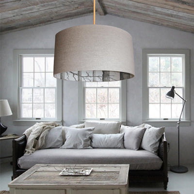 White Lampshade with Woods Lining