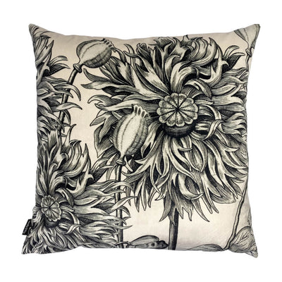 White Poppy Velvet Cushion