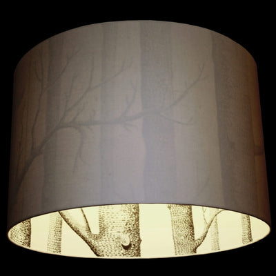 White Silhouette Lampshade with Inner Lining Woodland
