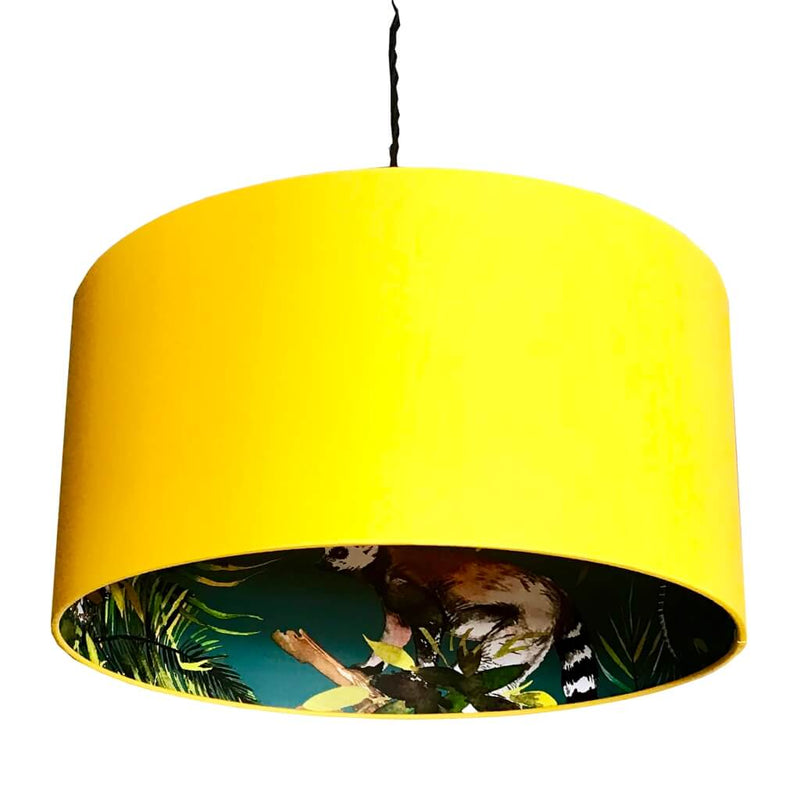 Yellow Lampshade With Lemur Lining