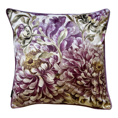 Plush velvet cushion featuring a vibrant illustration of lavender flowers in full bloom