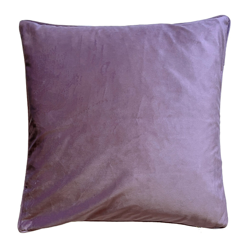Purple velvet backing of lavender blossoms cushion 
